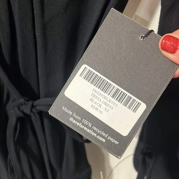 NEW • Reformation • Tessa Long Sleeve MIDI Wrap Dress Black XS Womens - Picture 5 of 5